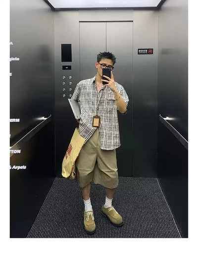 Flap Pocket Checkered Shirt Korean Street Fashion Shirt By Poikilotherm Shop Online at OH Vault