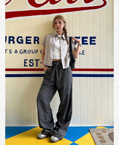 Elasticated Wash Wide Pants Korean Street Fashion Pants By Made Extreme Shop Online at OH Vault