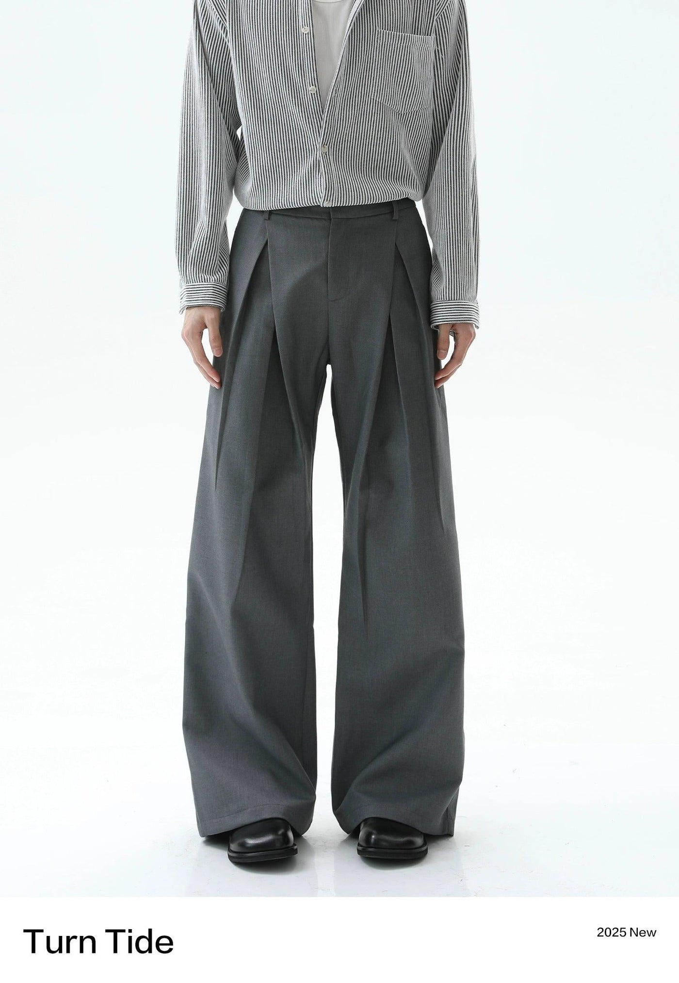 Fold Pleated Relax Fit Pants Korean Street Fashion Pants By Turn Tide Shop Online at OH Vault