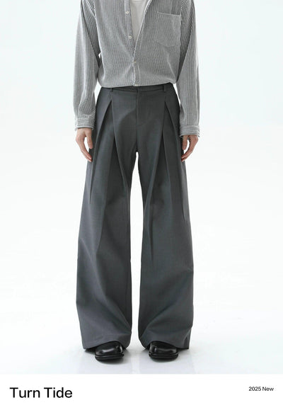 Fold Pleated Relax Fit Pants Korean Street Fashion Pants By Turn Tide Shop Online at OH Vault