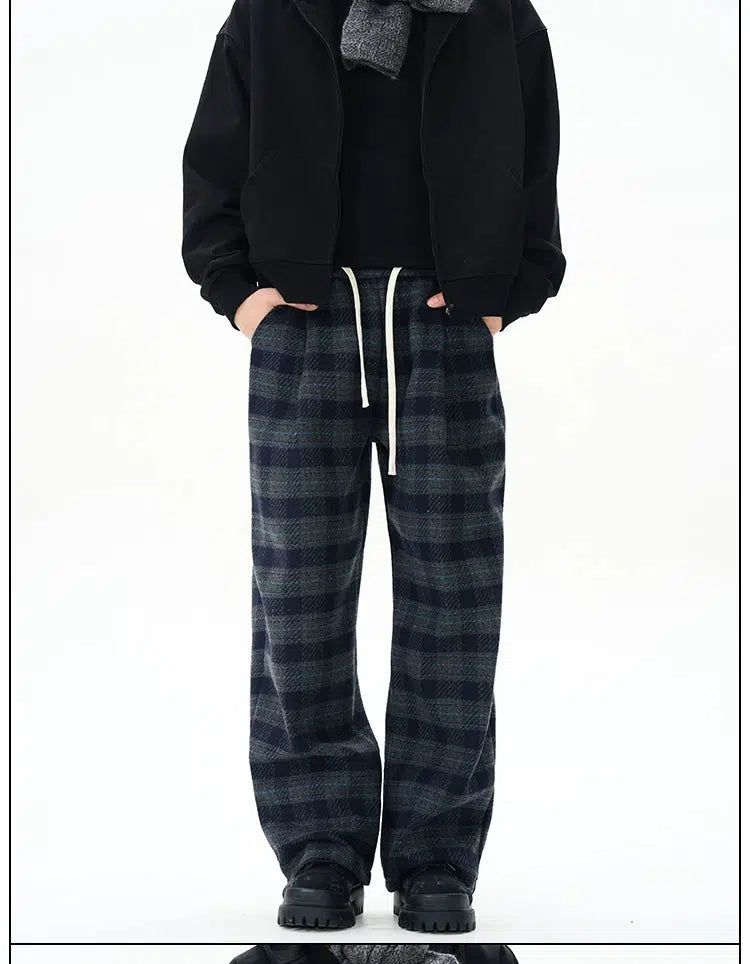 Waistband Checked Sweatpants Korean Street Fashion Pants By 77Flight Shop Online at OH Vault