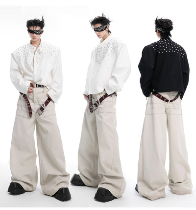 Scattered Stones Zippered Jacket Korean Street Fashion Jacket By Argue Culture Shop Online at OH Vault