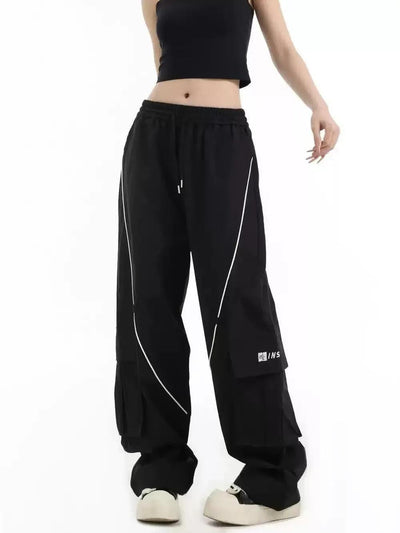 Drawcord Piping Line Cargo Pants Korean Street Fashion Pants By INS Korea Shop Online at OH Vault