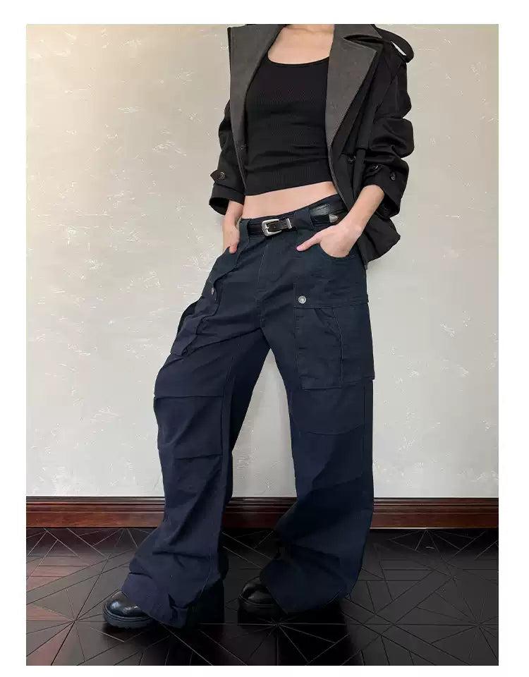 Pleated Big Pocket Cargo Pants Korean Street Fashion Pants By A PUEE Shop Online at OH Vault