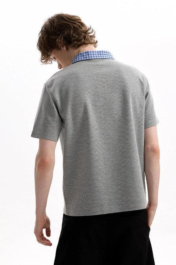 Plaid Collar Half-Zipped Polo Korean Street Fashion Polo By A PUEE Shop Online at OH Vault