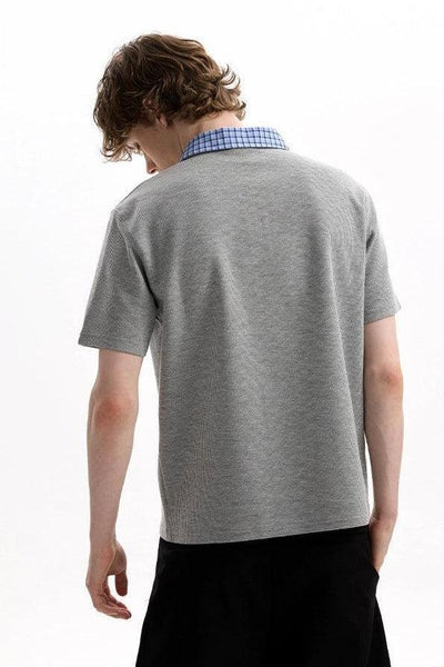 Plaid Collar Half-Zipped Polo Korean Street Fashion Polo By A PUEE Shop Online at OH Vault