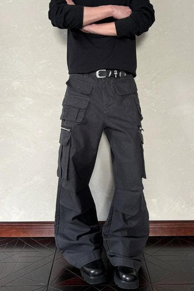 Multiple Pockets Flared Pants Korean Street Fashion Jeans By A PUEE Shop Online at OH Vault