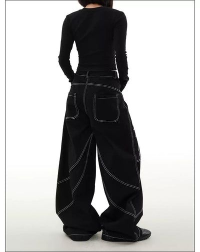Tribal Stitched Detail Jeans Korean Street Fashion Jeans By Mr Nearly Shop Online at OH Vault