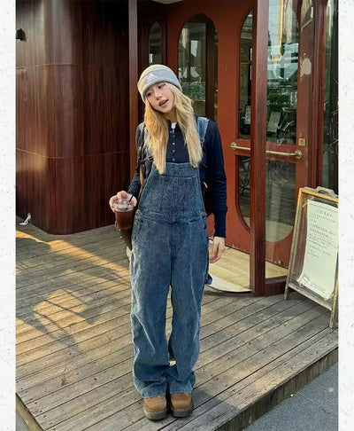 Washed Corduroy Overall Korean Street Fashion Clothing Set By Made Extreme Shop Online at OH Vault