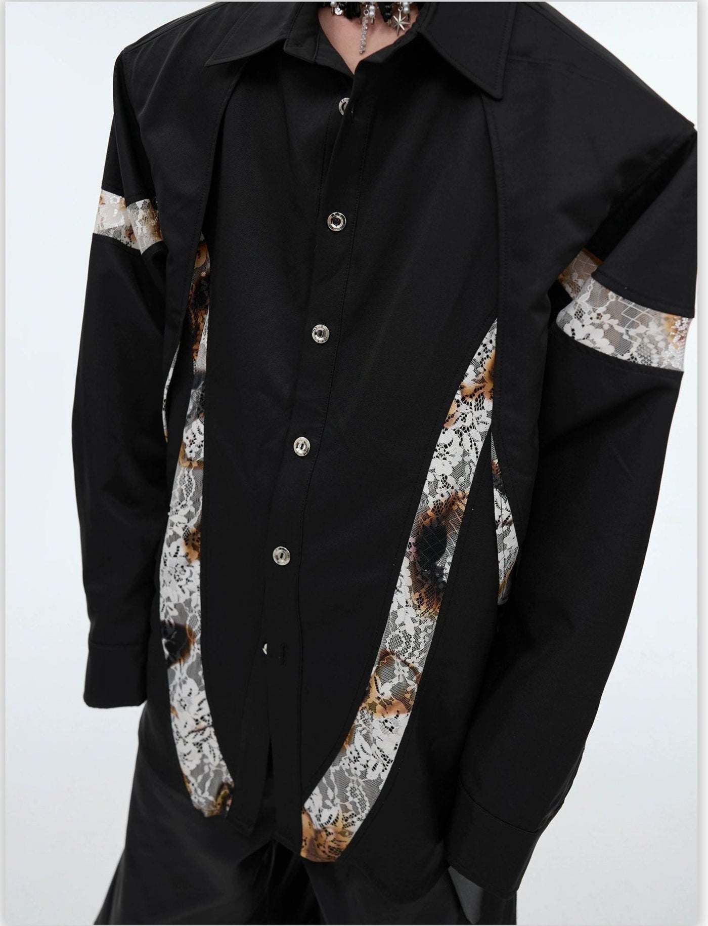 Burnt Lace Stitched Shirt Korean Street Fashion Shirt By Argue Culture Shop Online at OH Vault