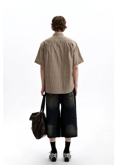 Stand Collar Plaid Shirt Korean Street Fashion Shirt By A PUEE Shop Online at OH Vault