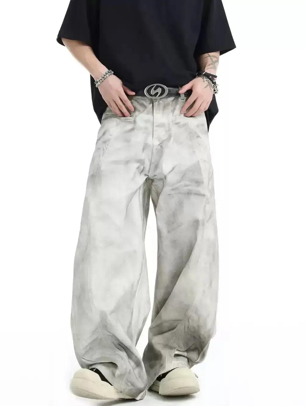 Charcoal Washed Wide Jeans Korean Street Fashion Jeans By INS Korea Shop Online at OH Vault