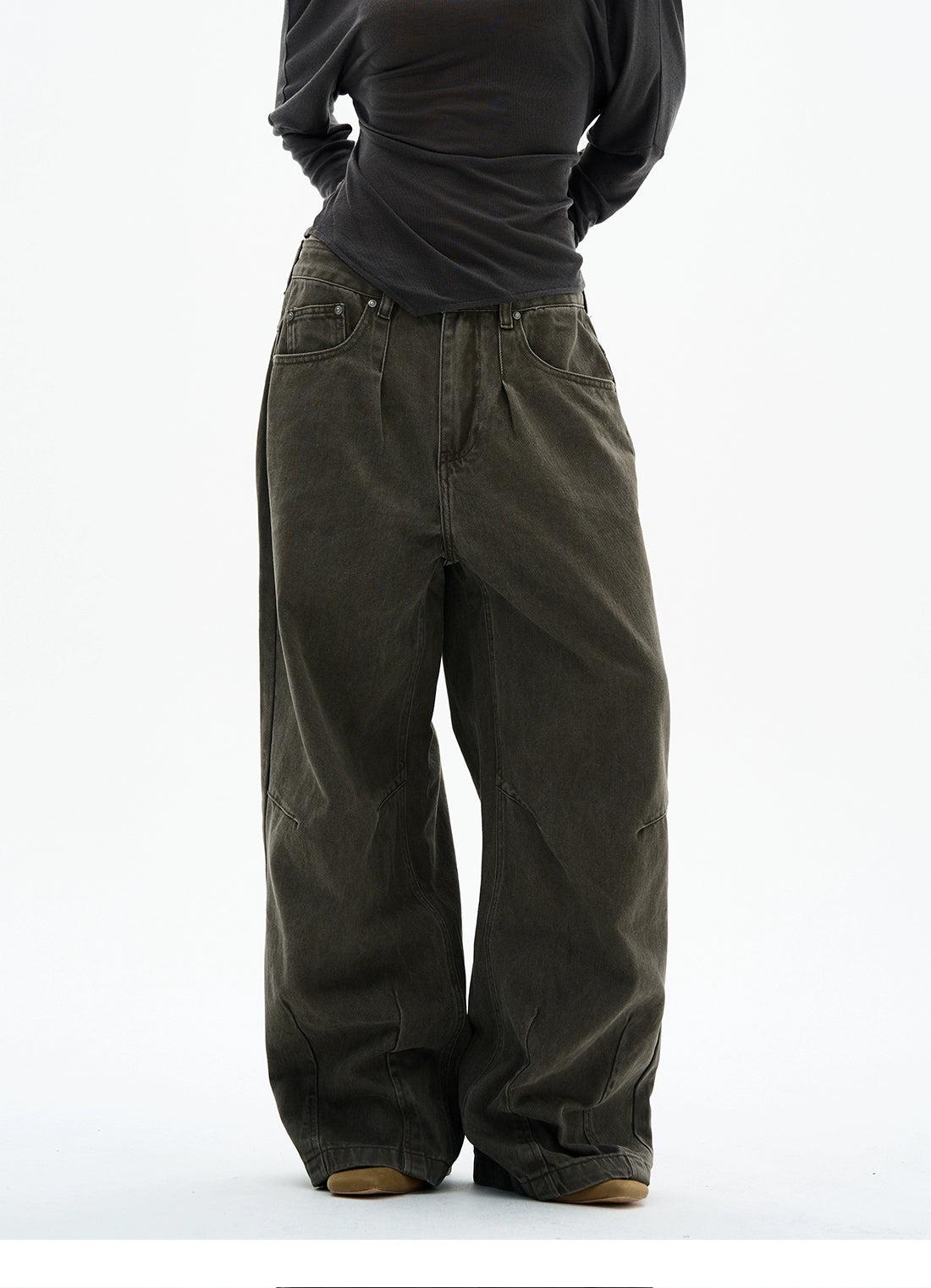 Utility Washed Wide Jeans Korean Street Fashion Jeans By 77Flight Shop Online at OH Vault