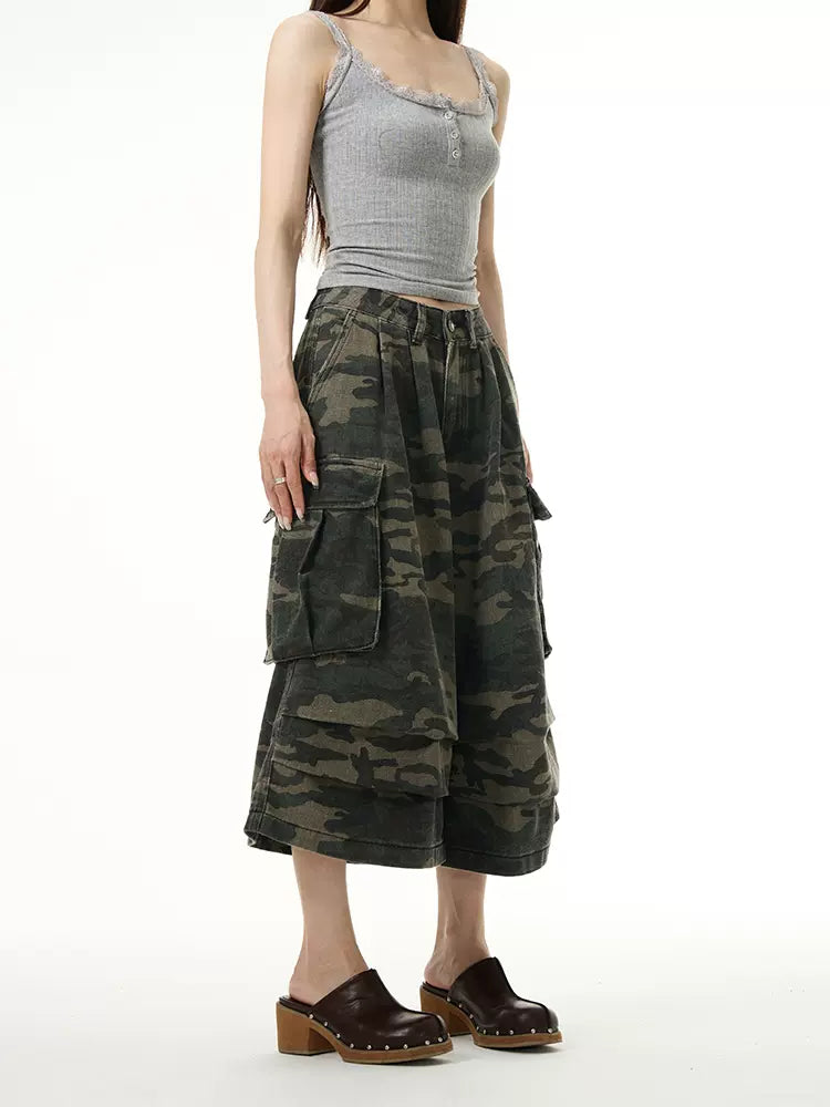 Loose Fit Camouflage Shorts Korean Street Fashion Shorts By 77Flight Shop Online at OH Vault
