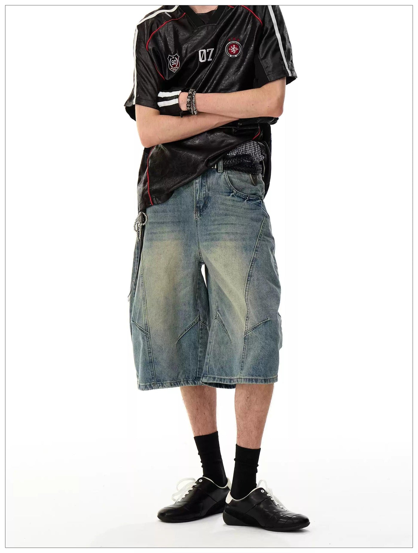 Faded Buttoned Denim Shorts Korean Street Fashion Shorts By Mr Nearly Shop Online at OH Vault