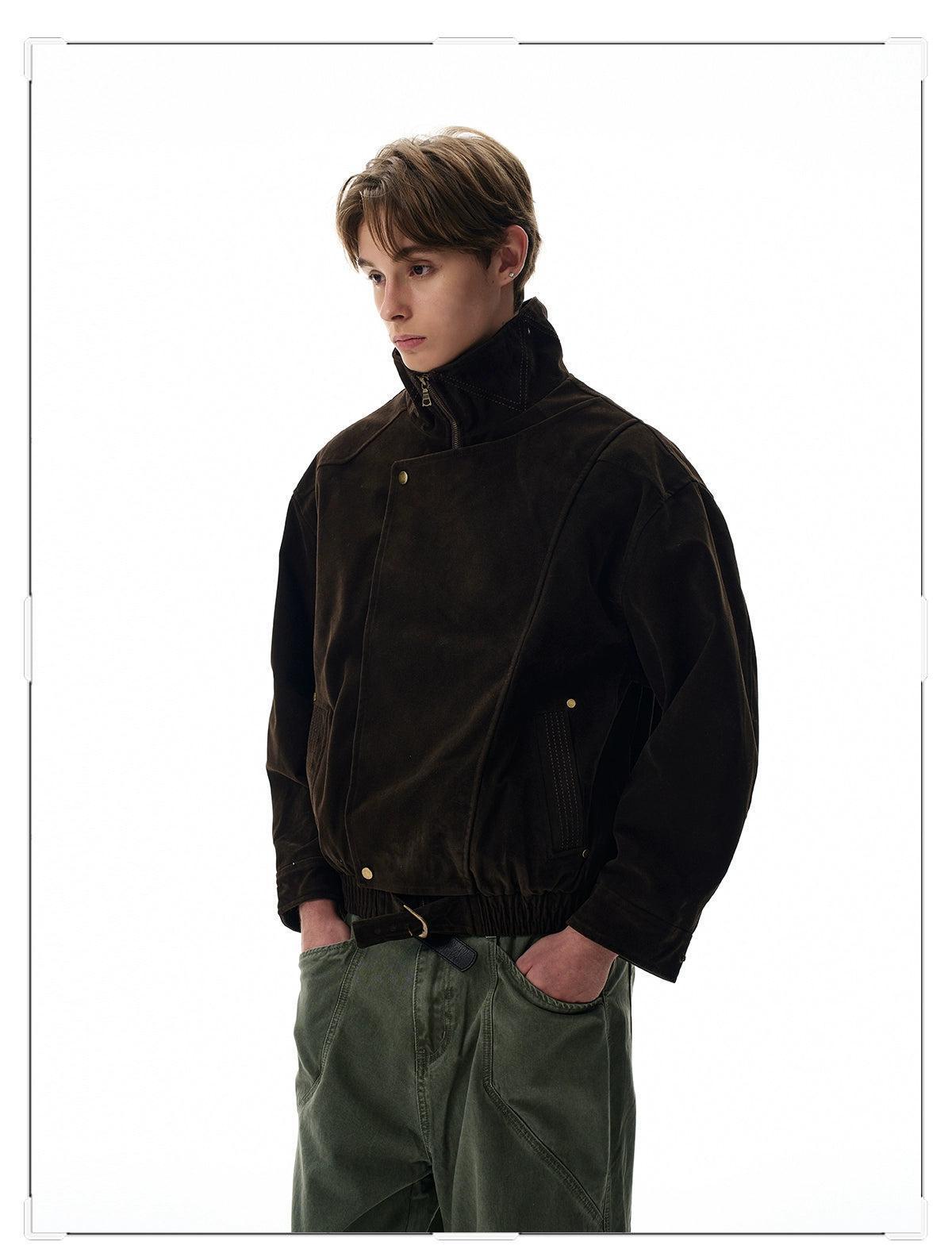 Overlap Buttons Collared Jacket