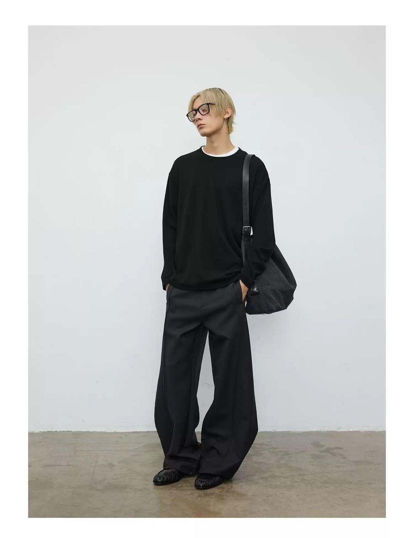 Structured Wide Leg Trousers Korean Street Fashion Trousers By Terra Incognita Shop Online at OH Vault