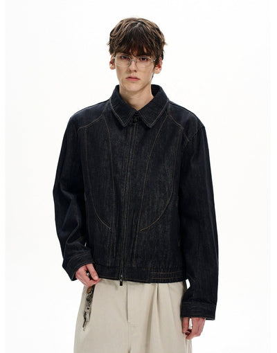 Topstitching Zipped Denim Jacket Korean Street Fashion Jacket By MaxDstr Shop Online at OH Vault