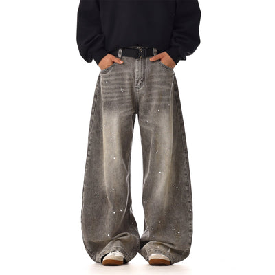 Washed Paint Splash Jeans Korean Street Fashion Jeans By MEBXX Shop Online at OH Vault