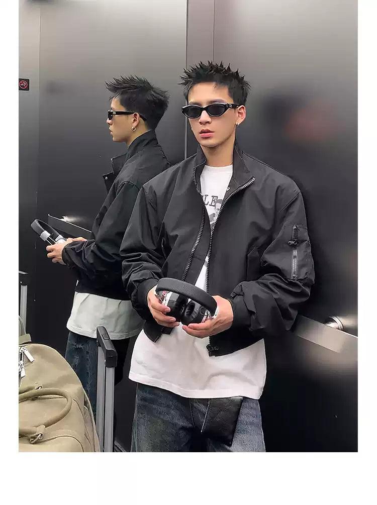 Cinched Detail Bomber Jacket Korean Street Fashion Jacket By Poikilotherm Shop Online at OH Vault