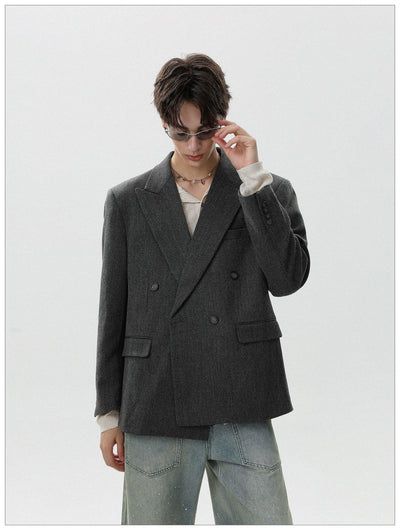 Textured Lapel Blazer Korean Street Fashion Blazer By Mr Nearly Shop Online at OH Vault