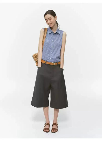 Sleeveless Plaid Buttoned Shirt Korean Street Fashion Shirt By Country Moment Shop Online at OH Vault