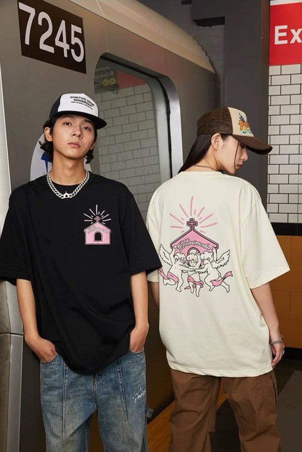 Church Graphic T-Shirt Korean Street Fashion T-Shirt By Donsmoke Shop Online at OH Vault