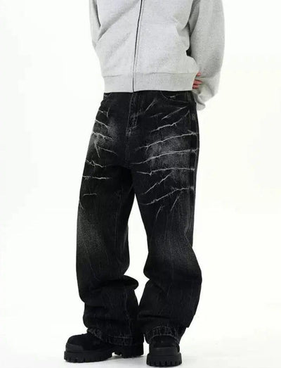 Faded & Washed Wide Leg Jeans Korean Street Fashion Jeans By 77Flight Shop Online at OH Vault