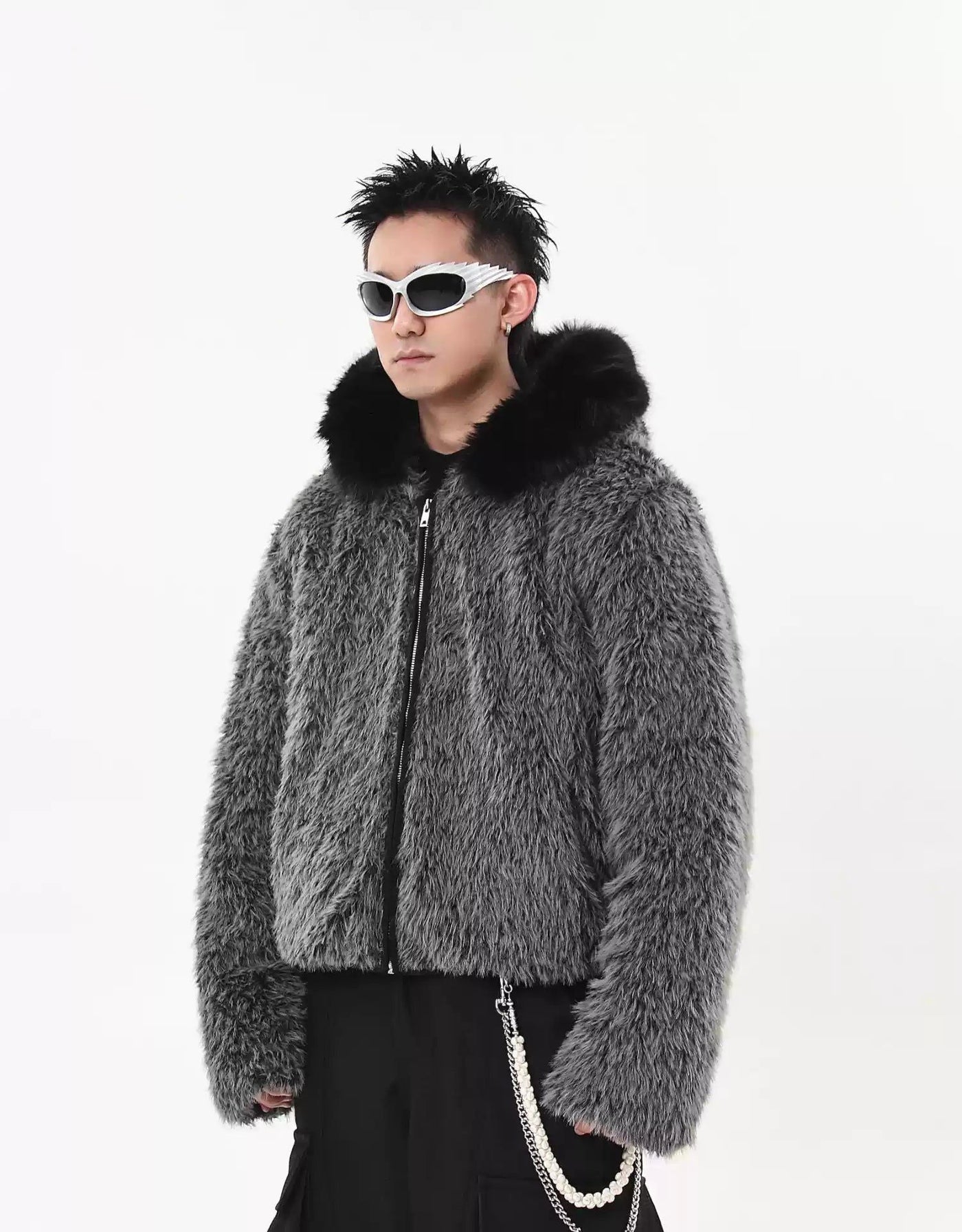 Faux Fur Hooded Jacket Korean Street Fashion Jacket By Blacklists Shop Online at OH Vault