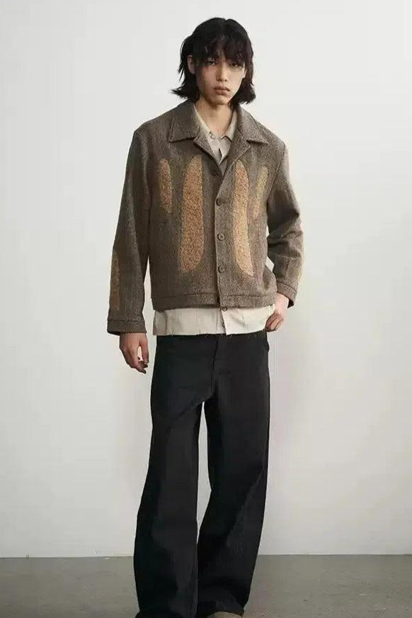 Spliced Wool Textured Jacket Korean Street Fashion Jacket By 11St Crops Shop Online at OH Vault