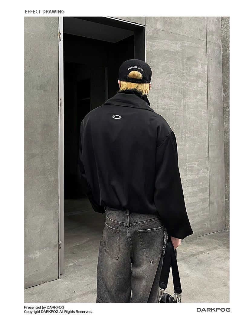 Double-Zip Collared Jacket Korean Street Fashion Jacket By Dark Fog Shop Online at OH Vault
