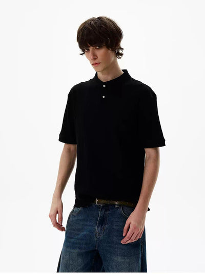 Two-Buttons Textured T-Shirt Korean Street Fashion T-Shirt By 77Flight Shop Online at OH Vault