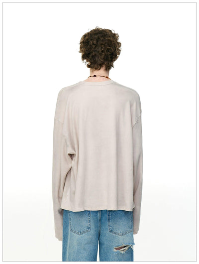 Graphic Print Relaxed Fit L/S T-Shirt Korean Street Fashion T-Shirt By Mr Nearly Shop Online at OH Vault