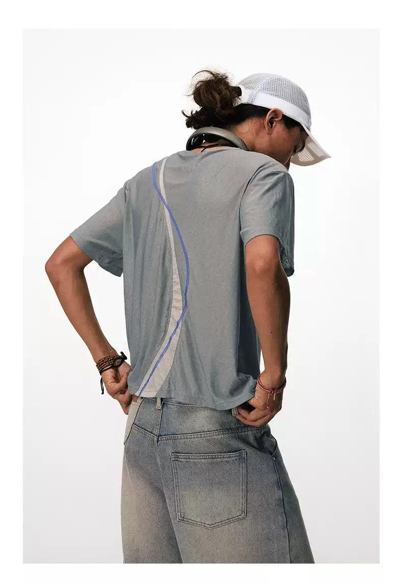 Breathable Line Contrast T-Shirt Korean Street Fashion T-Shirt By Conp Conp Shop Online at OH Vault