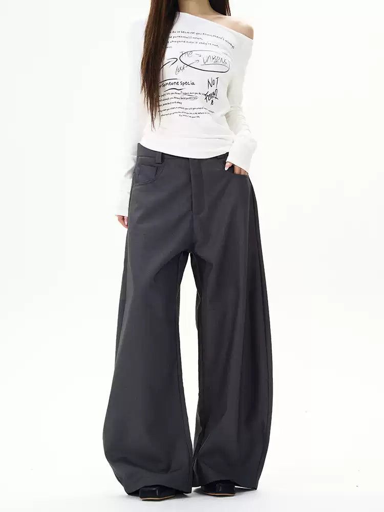 Casual Wide Scimitar Trousers Korean Street Fashion Trousers By 77Flight Shop Online at OH Vault