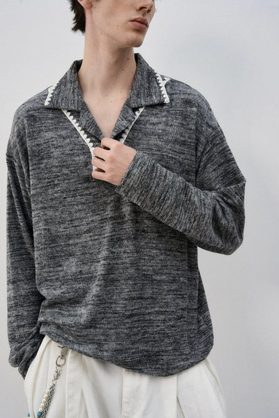 Contrast Outlined Textured Sweater Korean Street Fashion Sweater By MaxDstr Shop Online at OH Vault