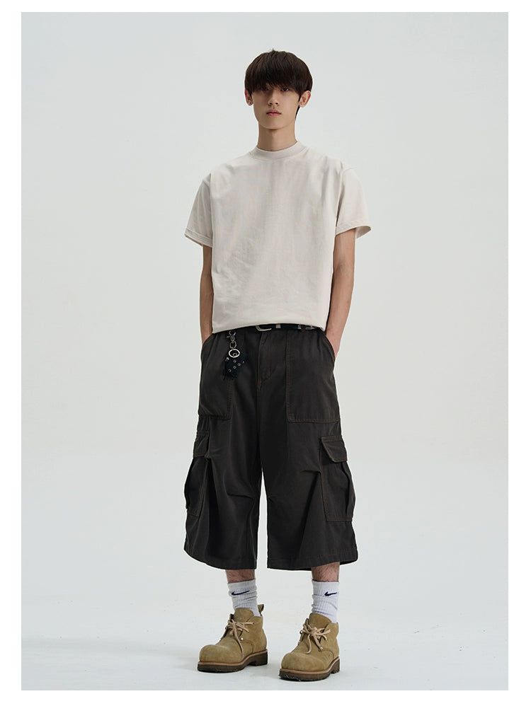 Pleated Pocket Cargo Shorts Korean Street Fashion Shorts By A PUEE Shop Online at OH Vault