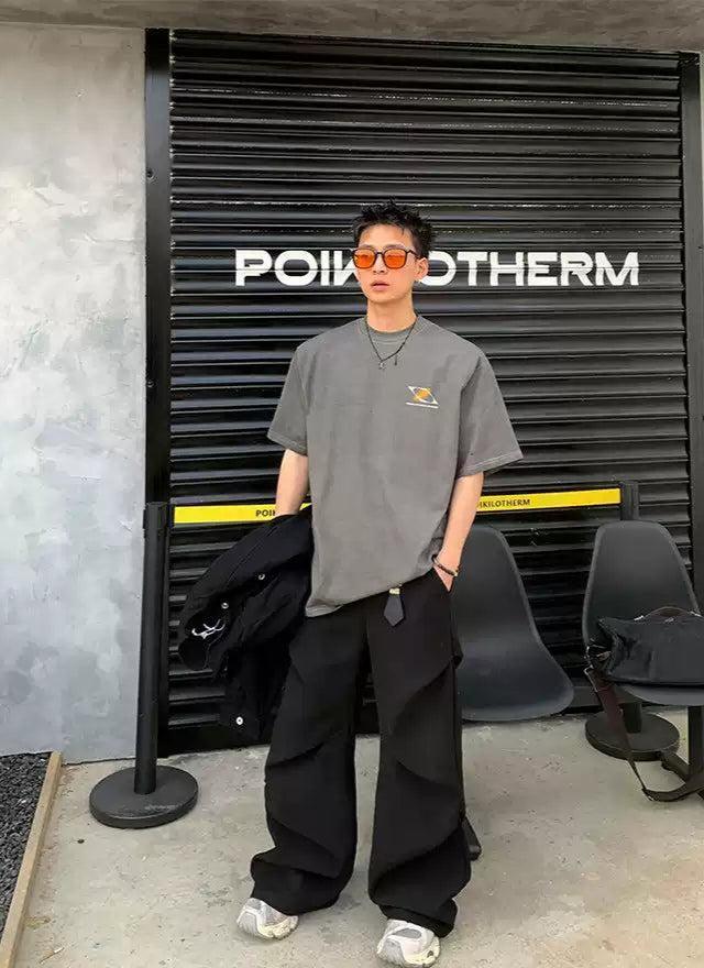 Sound Wave Print Washed T-Shirt Korean Street Fashion T-Shirt By Poikilotherm Shop Online at OH Vault