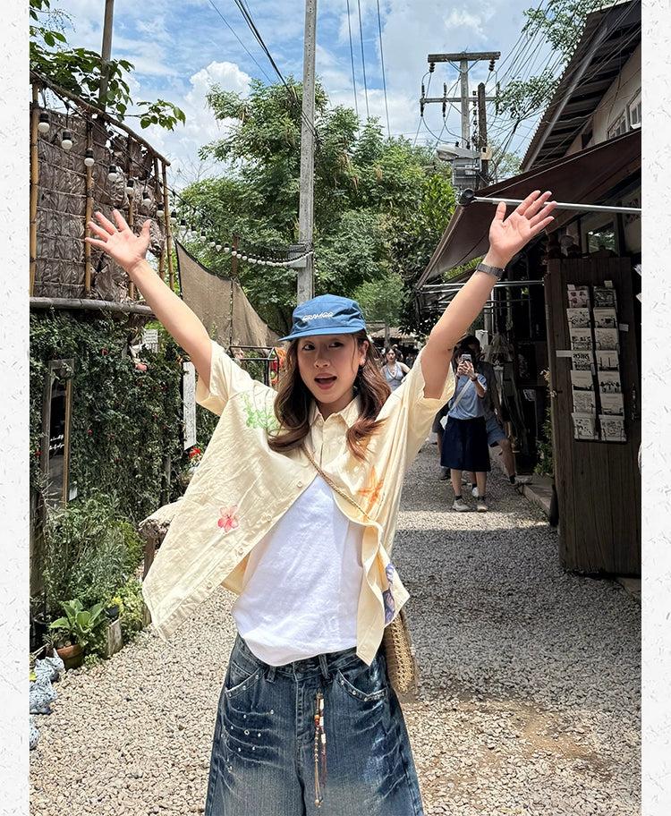 Watercolor Drawing Print Shirt Korean Street Fashion Shirt By Made Extreme Shop Online at OH Vault