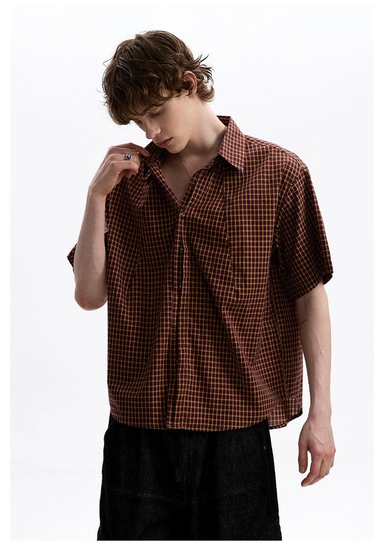 Boxy Cut Plaid Pattern Shirt Korean Street Fashion Shirt By A PUEE Shop Online at OH Vault