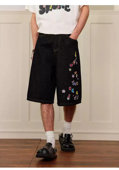 Raw Edge Patchwork Denim Shorts Korean Street Fashion Shorts By Donsmoke Shop Online at OH Vault
