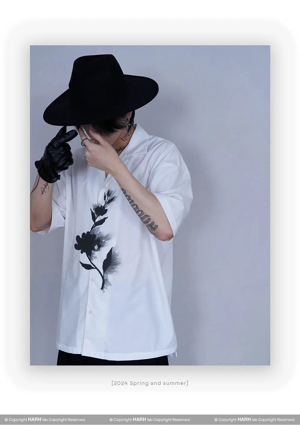 Hand-Painted Floral Shirt Korean Street Fashion Shirt By HARH Shop Online at OH Vault