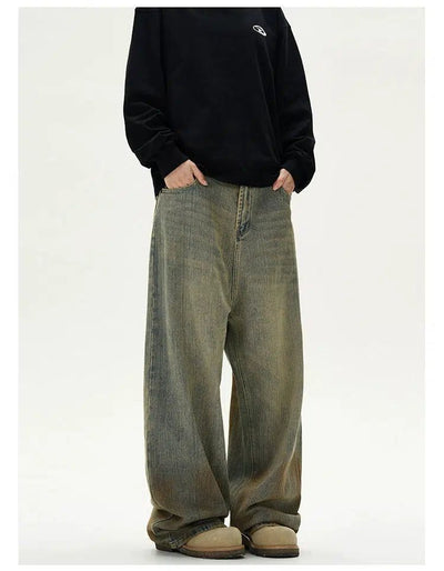 Bamboo Pattern Mud-Washed Jeans Korean Street Fashion Jeans By A PUEE Shop Online at OH Vault