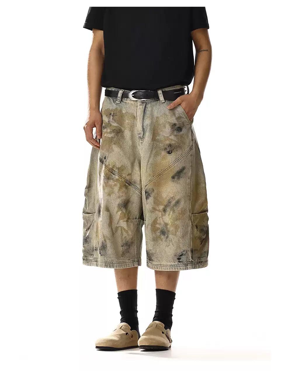 Smudges Spots Denim Shorts Korean Street Fashion Shorts By MEBXX Shop Online at OH Vault