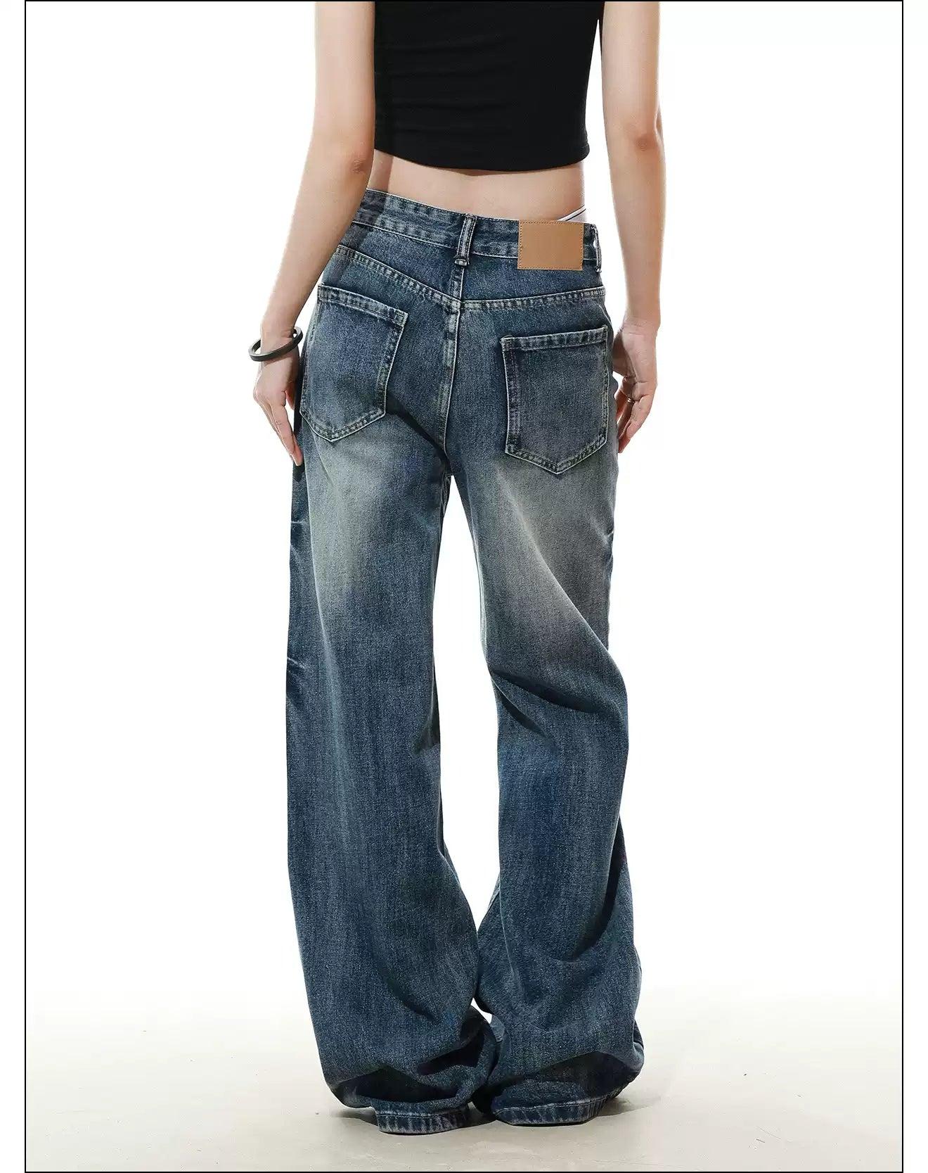 Whisker Faded Straight Jeans Korean Street Fashion Jeans By Mr Nearly Shop Online at OH Vault
