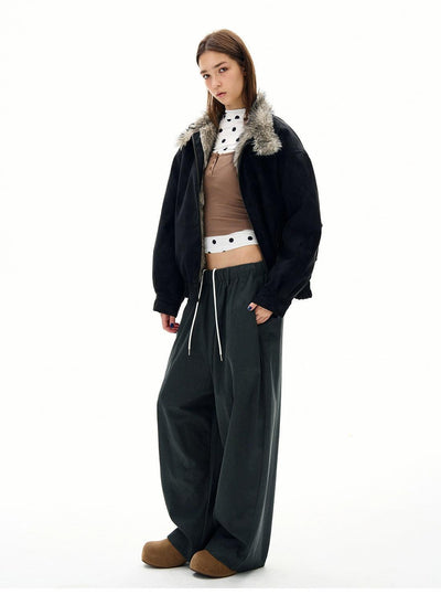 Elastic Waist Baggy Fit Pants Korean Street Fashion Pants By 77Flight Shop Online at OH Vault
