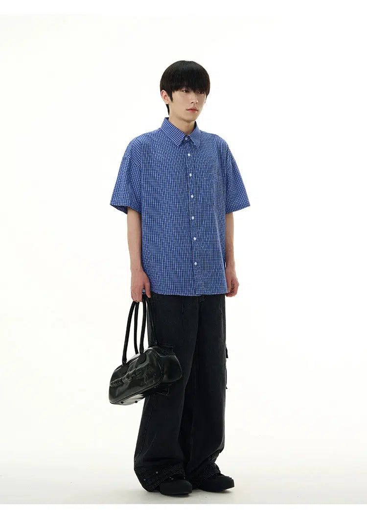 Plaid Buttons-Up Shirt Korean Street Fashion Shirt By 77Flight Shop Online at OH Vault