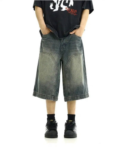 Slant Pocket Washed Denim Shorts Korean Street Fashion Shorts By MEBXX Shop Online at OH Vault