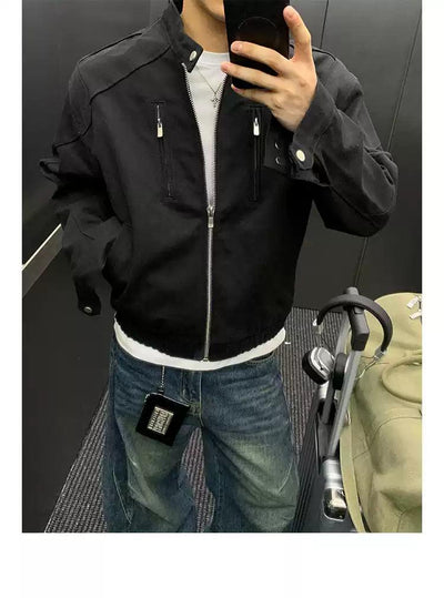 Structured Ruch Hem Boxy Jacket Korean Street Fashion Jacket By Poikilotherm Shop Online at OH Vault