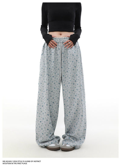 Floral & Polka Dots Sweatpants Korean Street Fashion Pants By Mr Nearly Shop Online at OH Vault